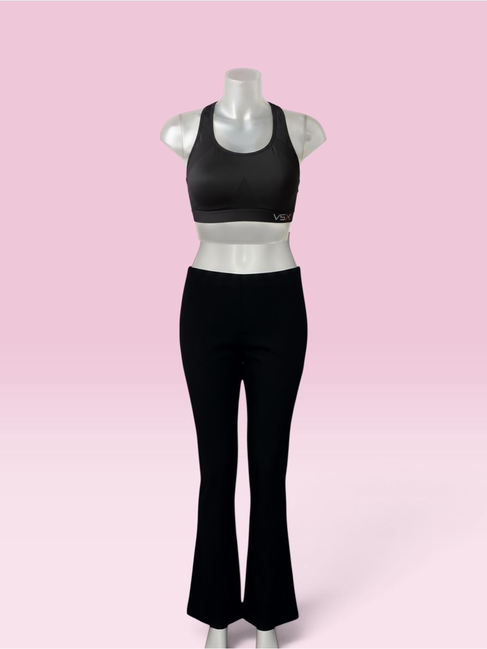 Victoria's Secret Black Boot-Cut Flare Leggings and Sports Bra Set
